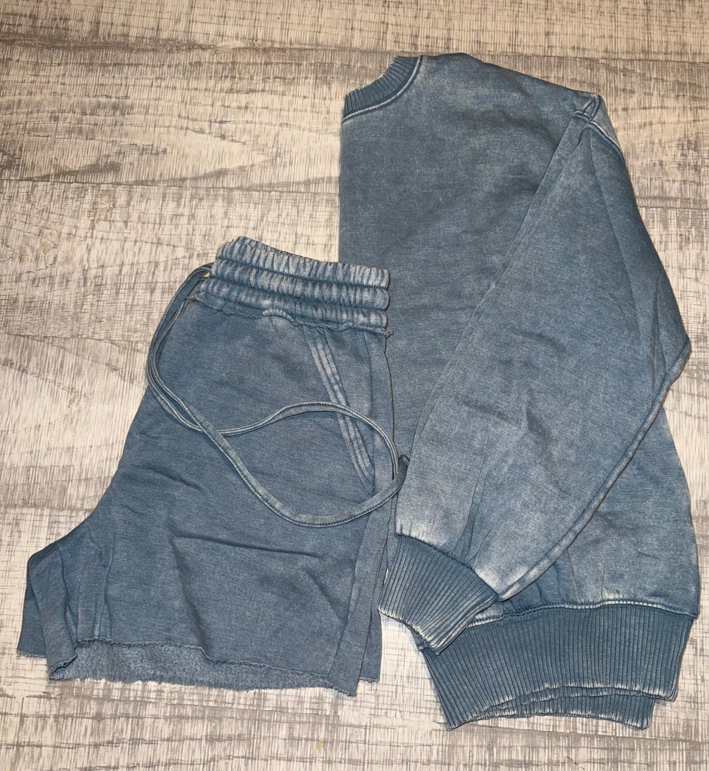 Acid Wash Fleece Drawstring Shorts with Pockets