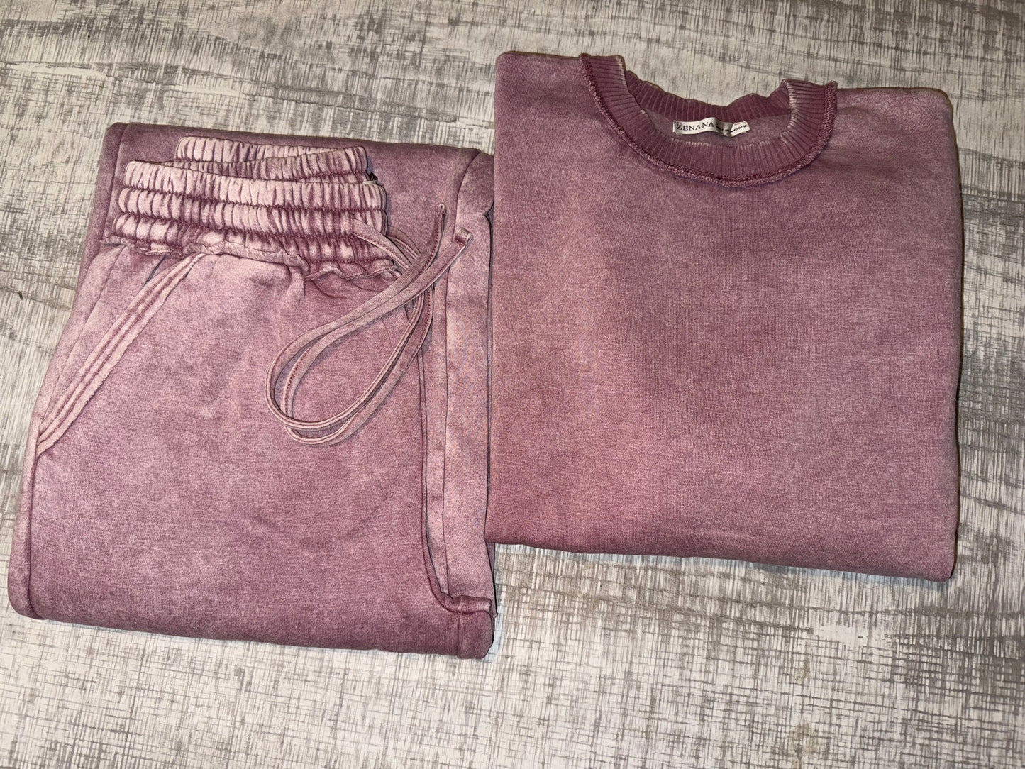 Acid Wash Exposed-Seam Fleece Sweatshirt