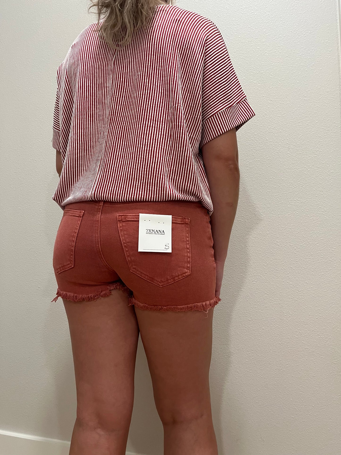 Acid Washed Frayed Cutoff Hem Shorts