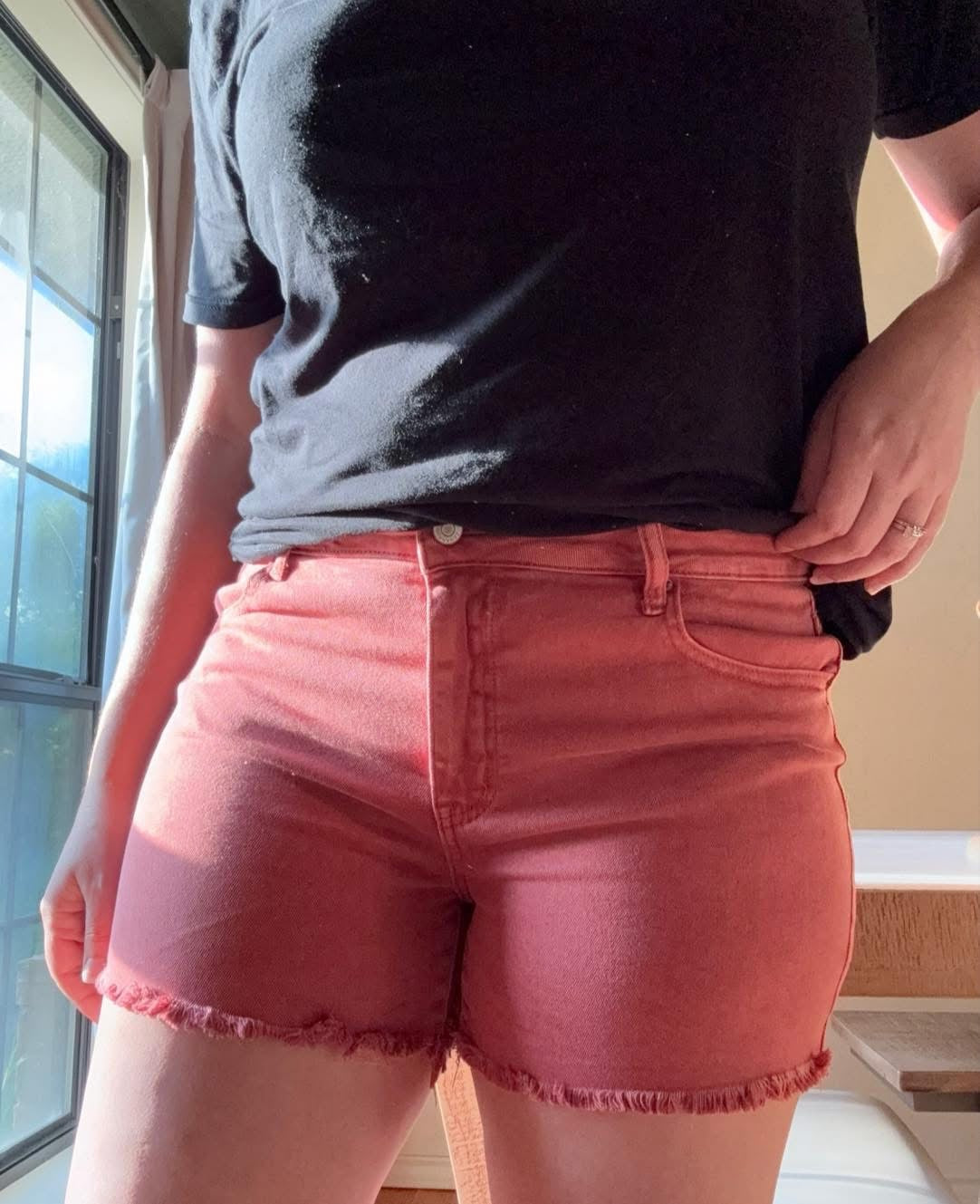 Acid Washed Frayed Cutoff Hem Shorts