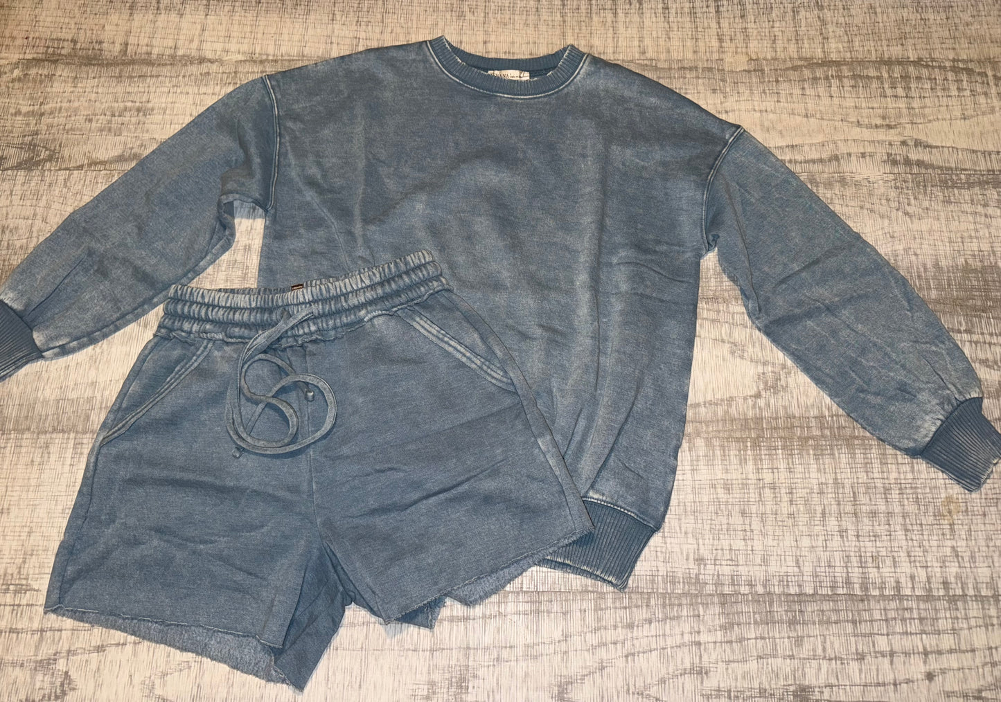 Acid Wash Fleece Drawstring Shorts with Pockets