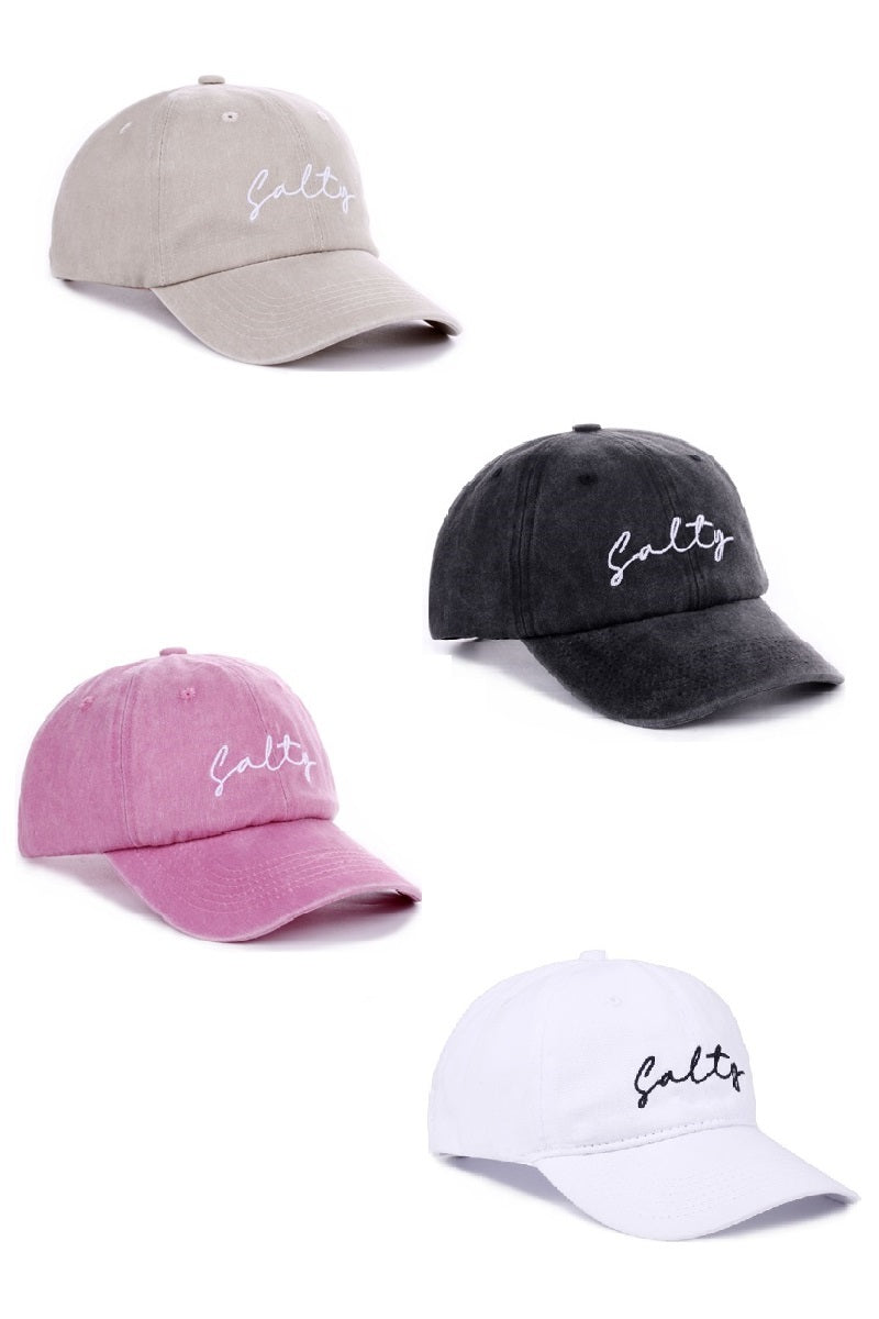 Salty Embroidered Vintage Washed Baseball Cap Hat