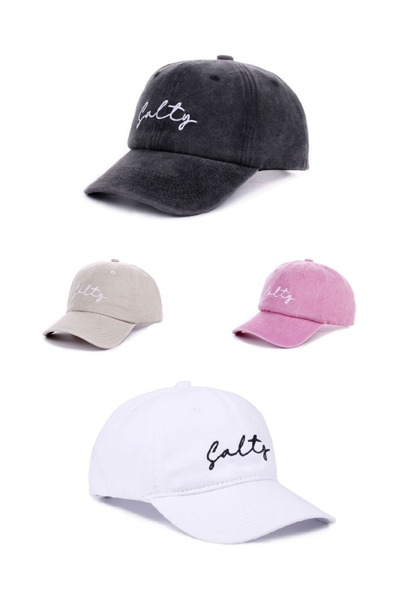 Salty Embroidered Vintage Washed Baseball Cap Hat
