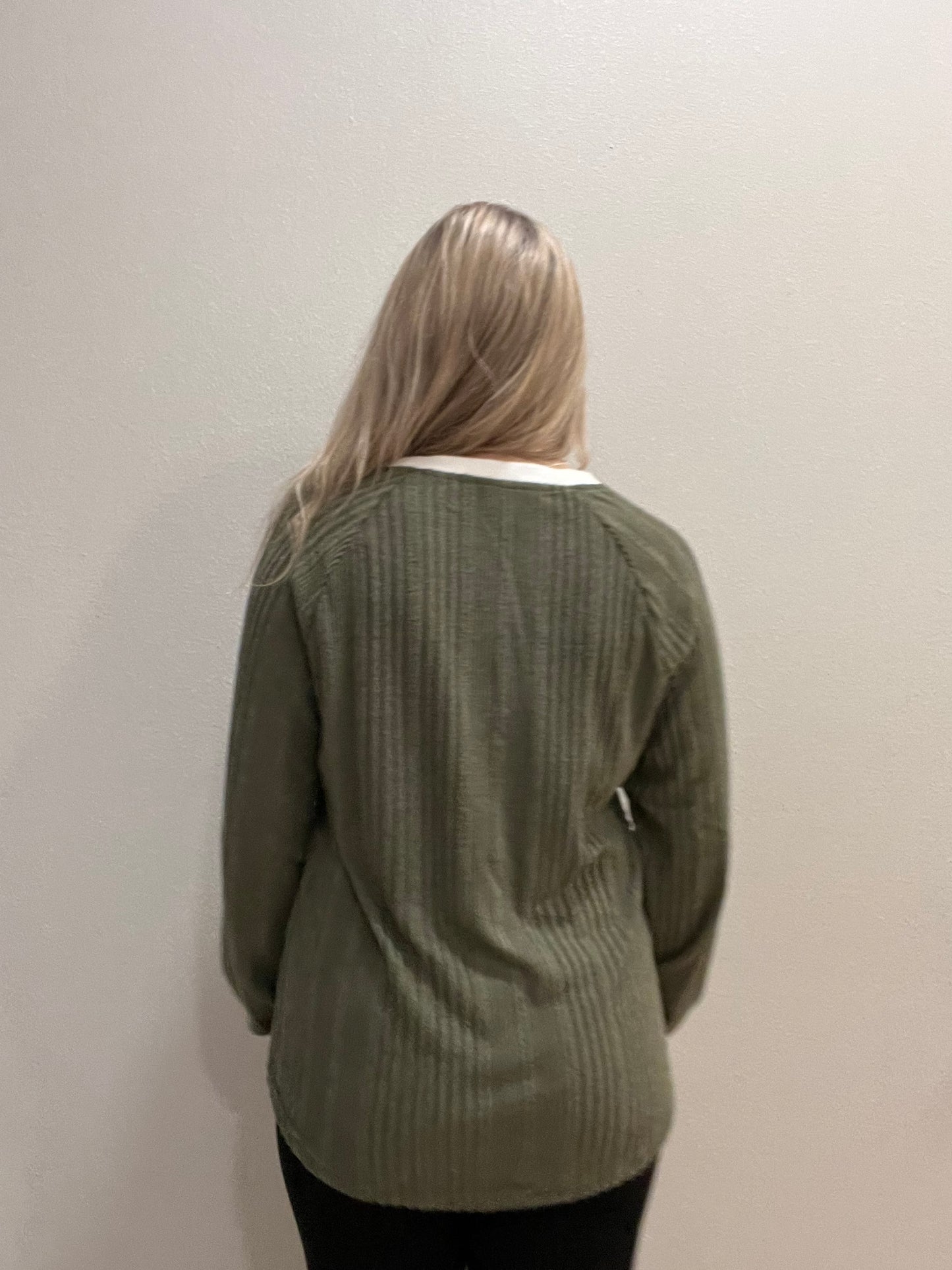 Ldc Ribbed Contrast Cuffed Round Neck Long Sleeve T Shirt