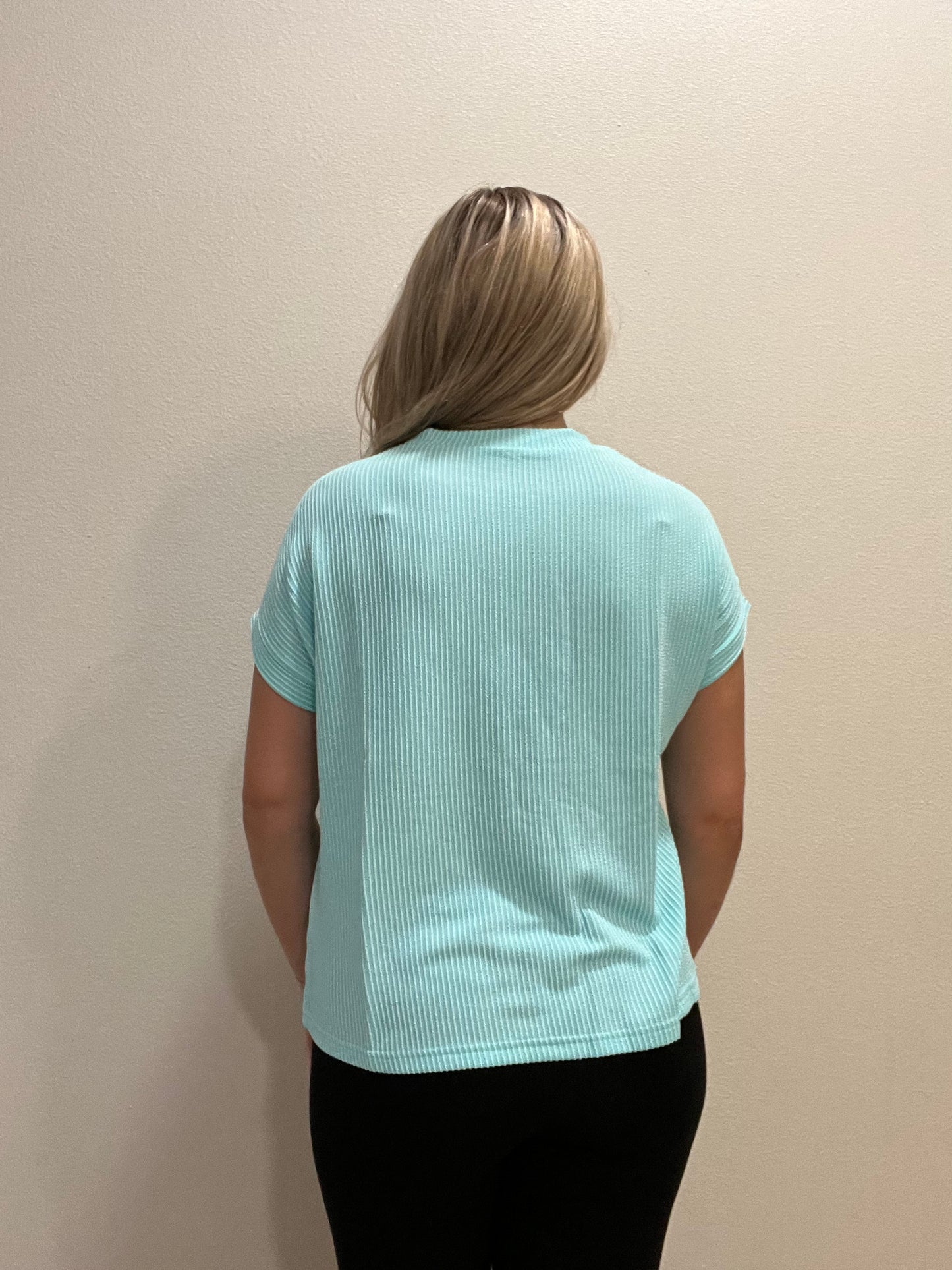 Blue Corded Tee W/ White Pocket
