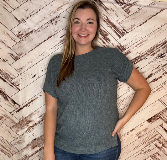 Center Seam Short Sleeve Sweater