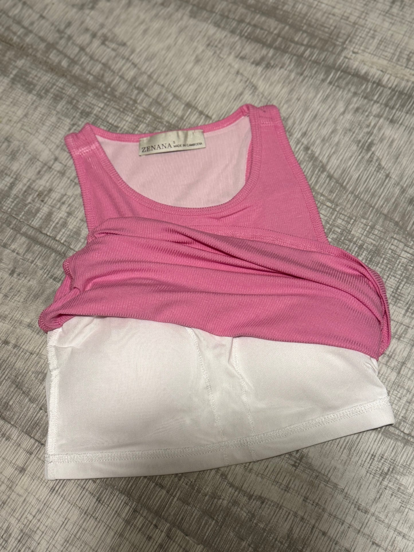 Racer Back Rib Tank Top w/  Removable Pads