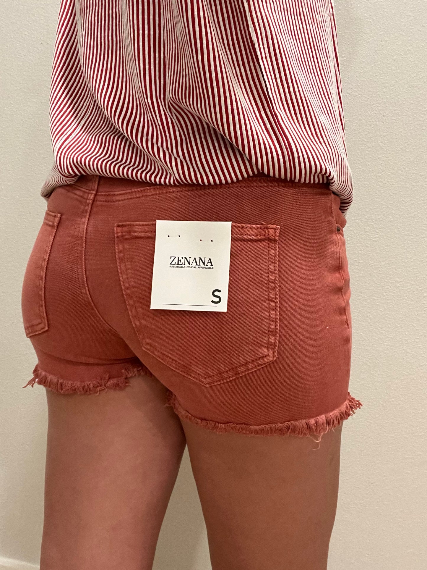 Acid Washed Frayed Cutoff Hem Shorts