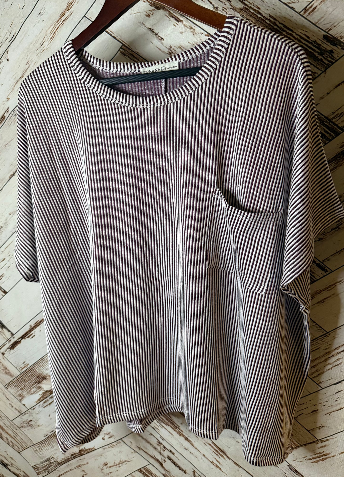 Corded Rib Oversized Short-Sleeve Top
