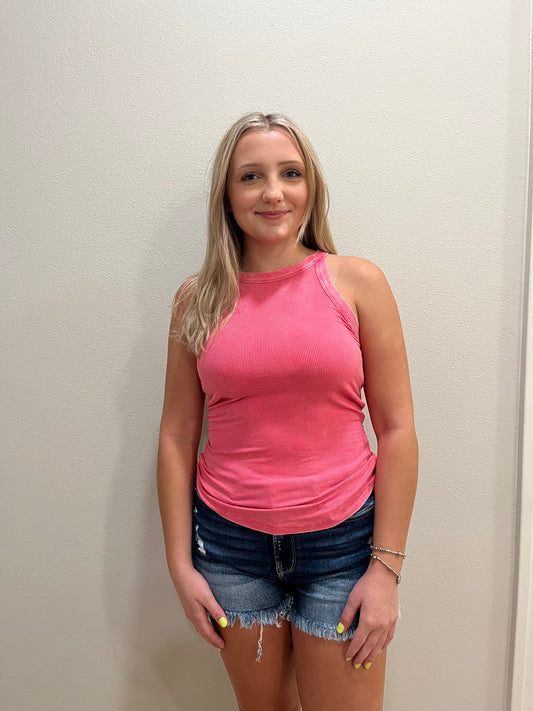 Acid Washed Ribbed Cami Top