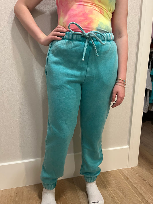 Acid Wash Fleece Sweatpants with Pockets