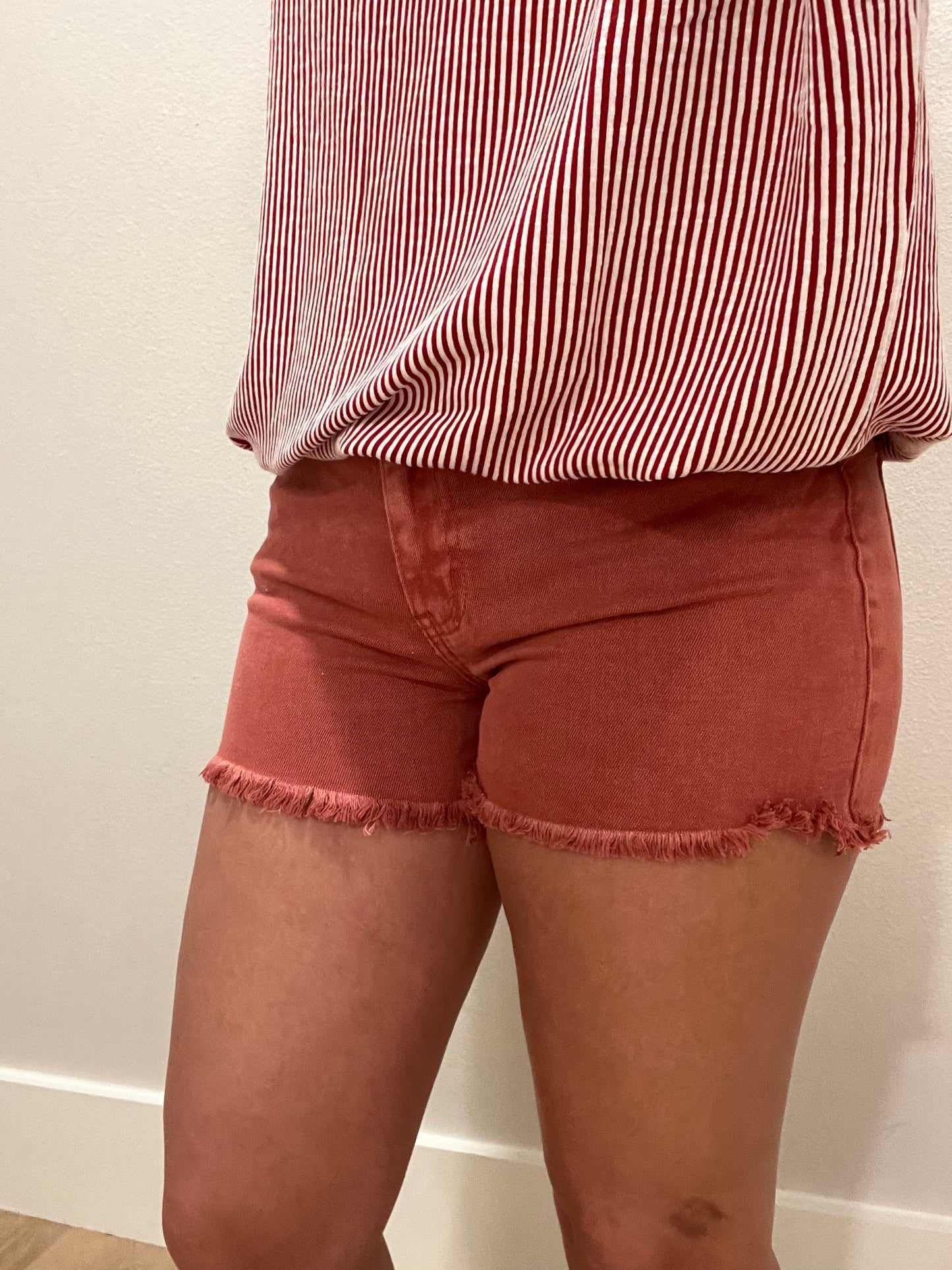 Acid Washed Frayed Cutoff Hem Shorts