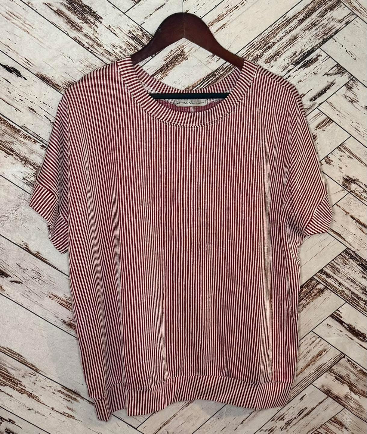 Corded Rib Short Sleeve Top