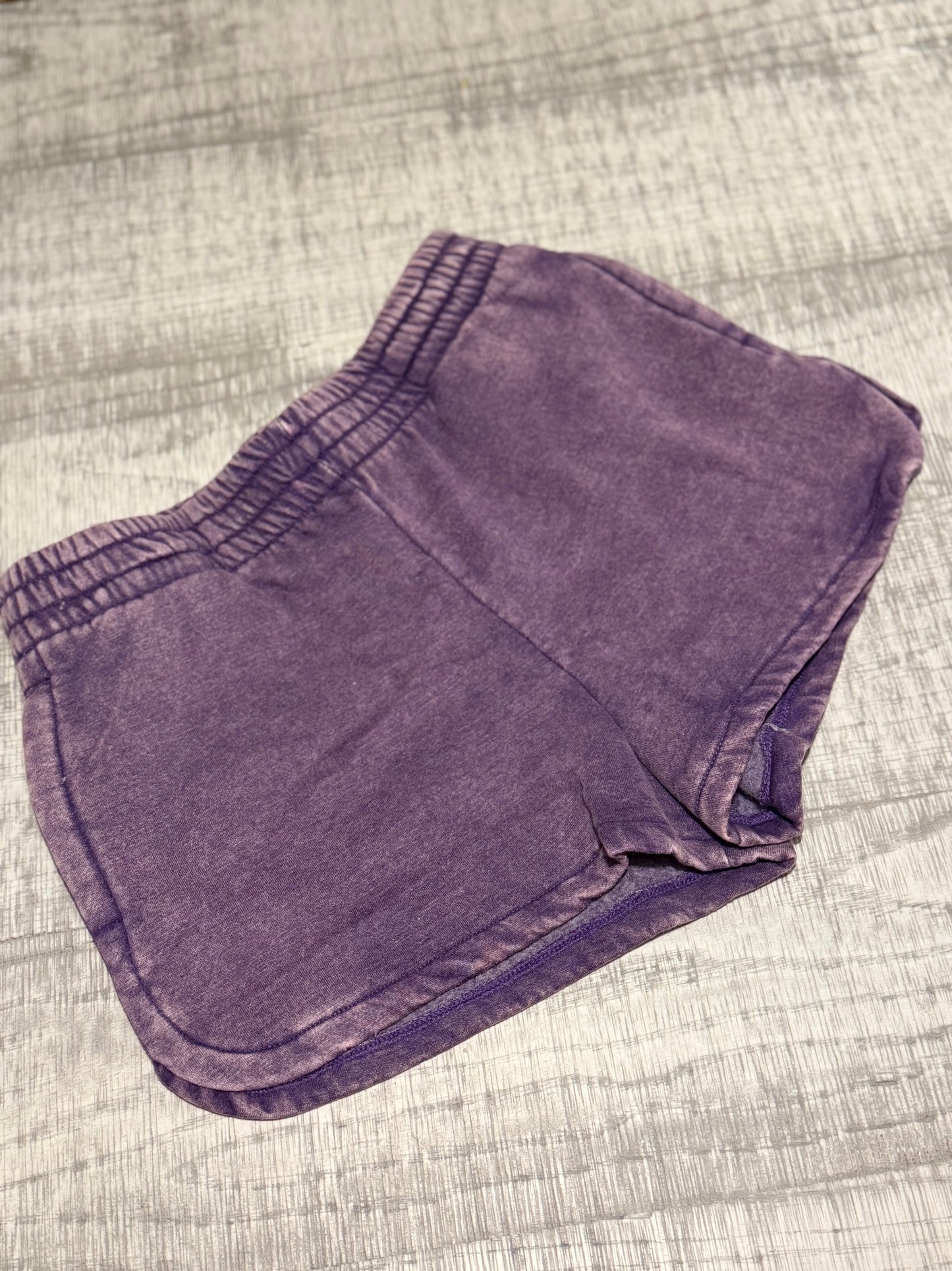 Acid Washed Elastic Waistband Dolphin Shorts