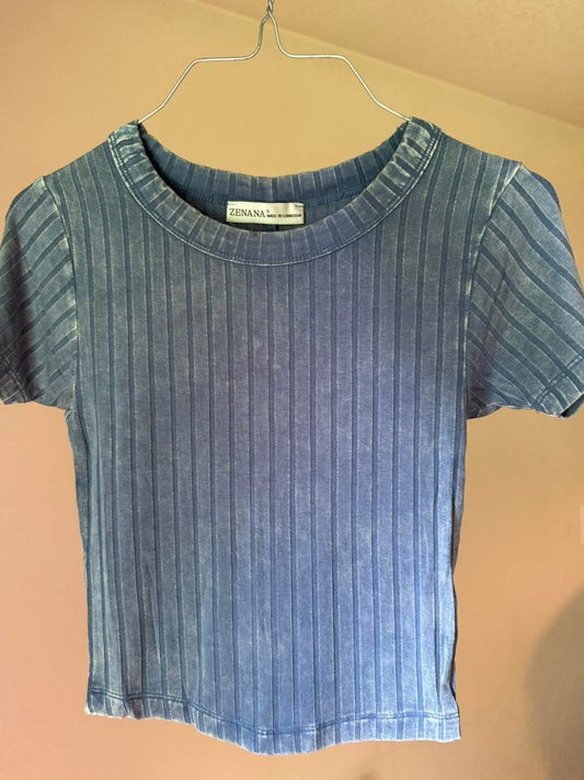 Washed Short Sleeve Cropped Top
