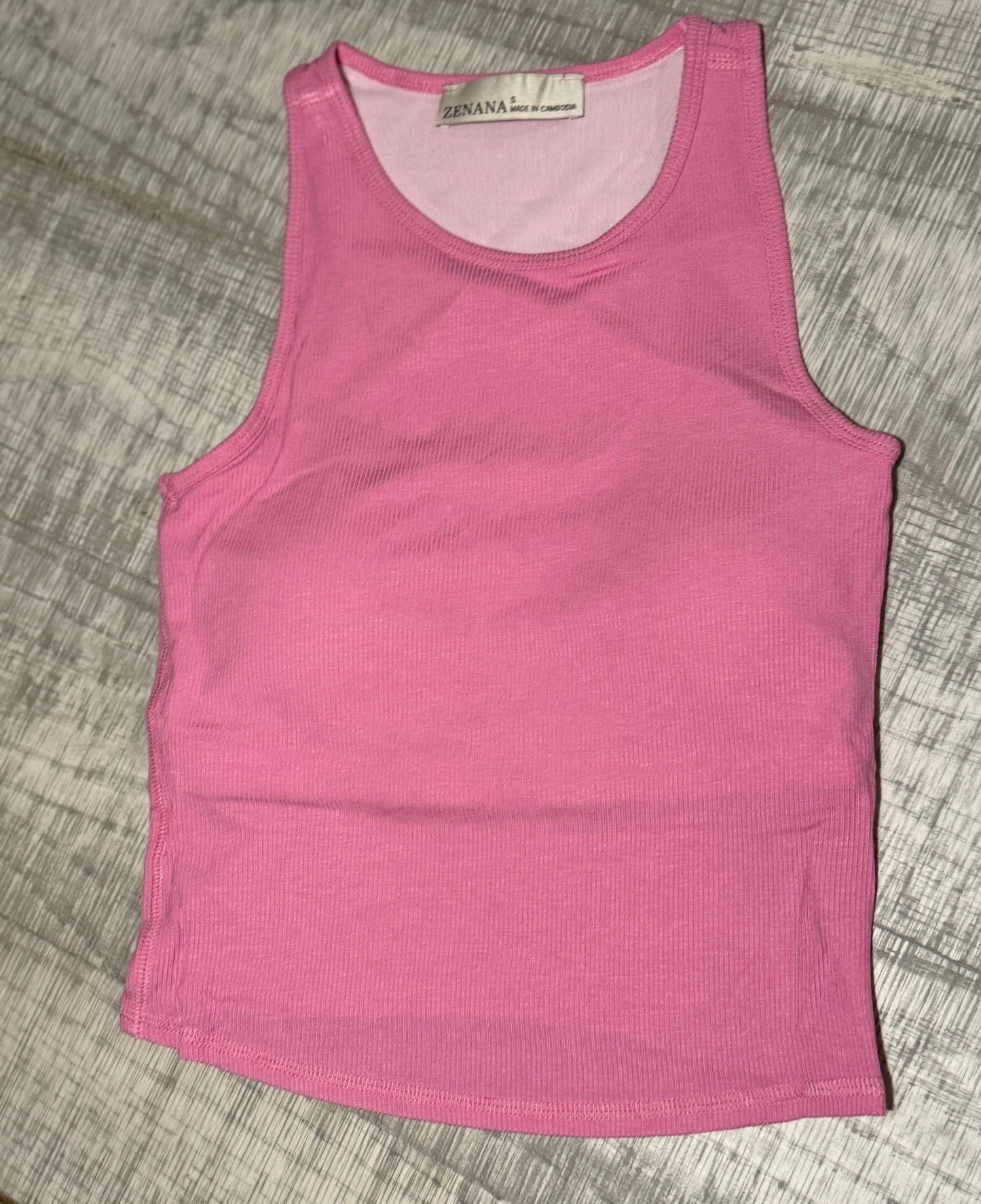 Racer Back Rib Tank Top w/  Removable Pads