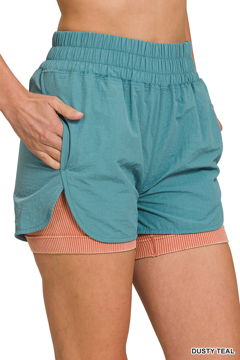Windbreaker Smocked Waistband Running Shorts