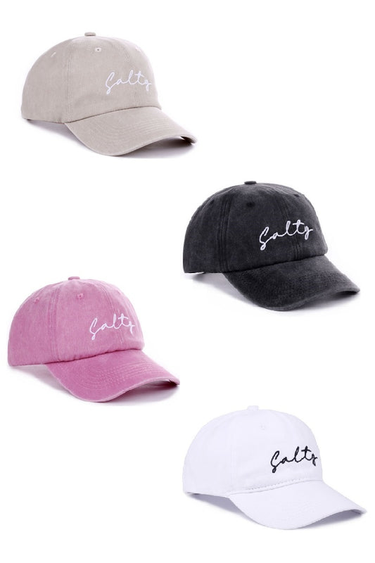 Salty Embroidered Vintage Washed Baseball Cap Hat
