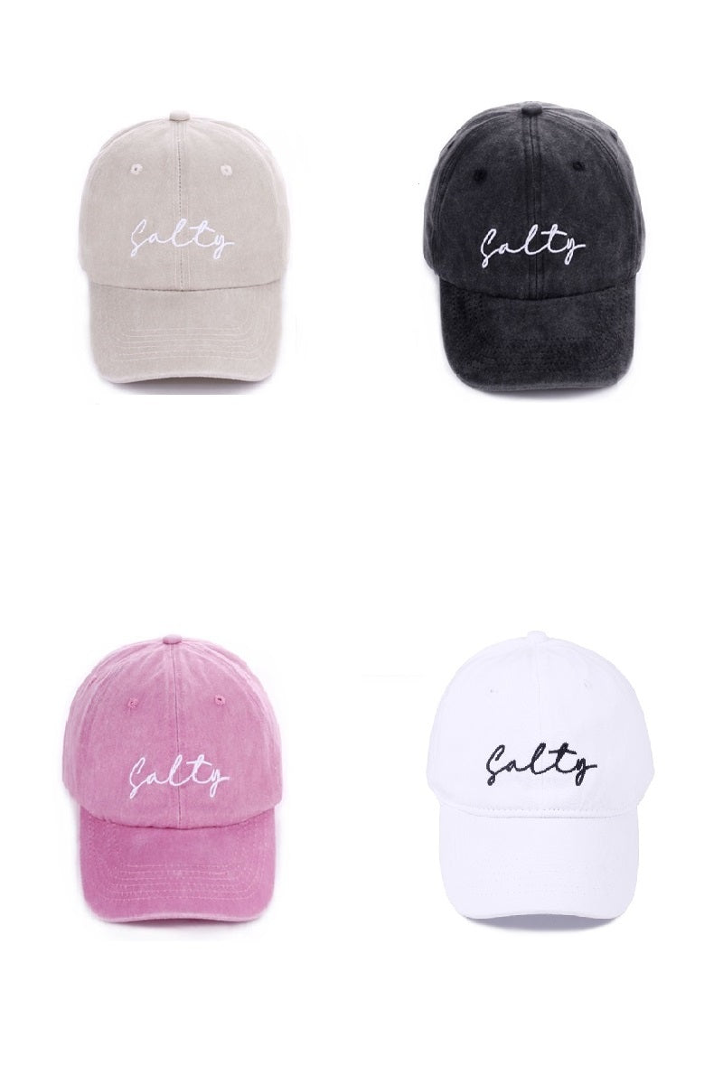 Salty Embroidered Vintage Washed Baseball Cap Hat