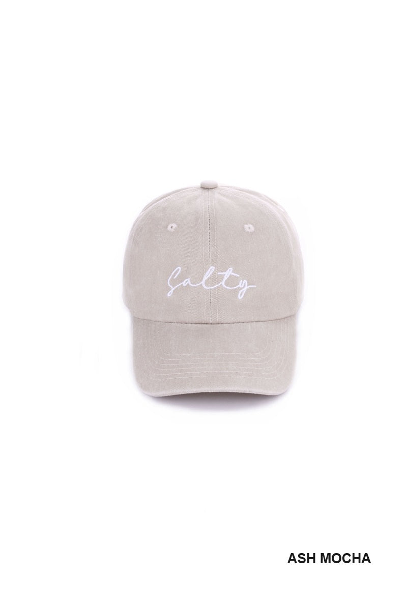 Salty Embroidered Vintage Washed Baseball Cap Hat