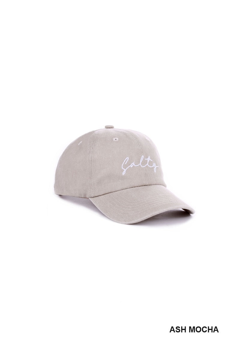 Salty Embroidered Vintage Washed Baseball Cap Hat