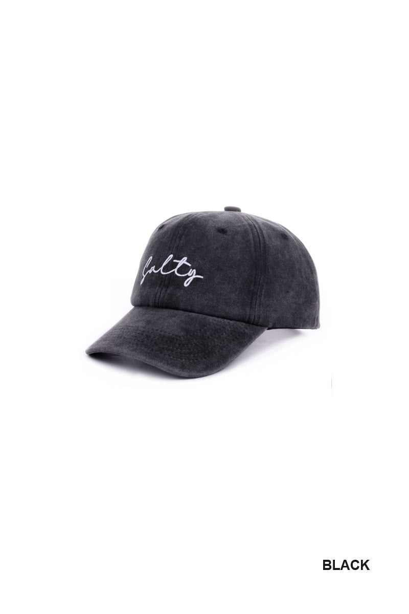 Salty Embroidered Vintage Washed Baseball Cap Hat