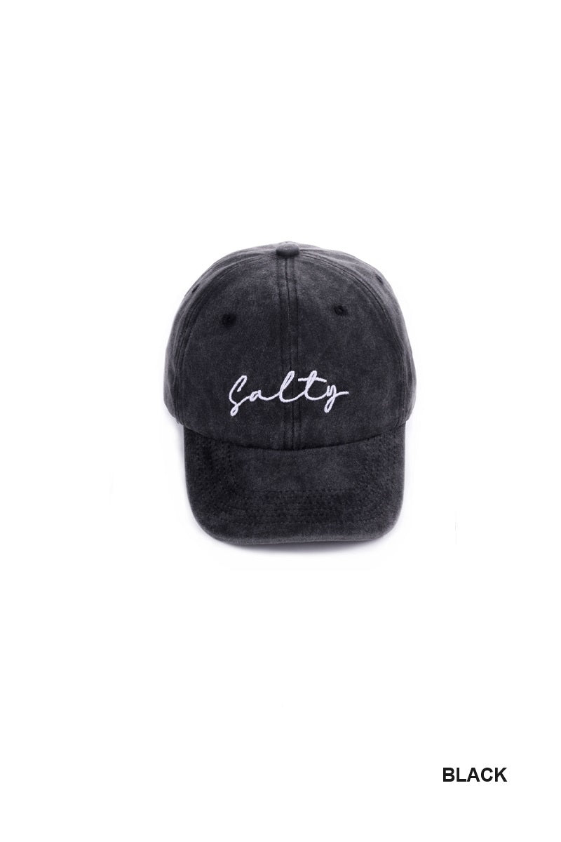 Salty Embroidered Vintage Washed Baseball Cap Hat