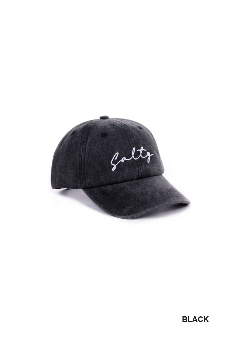Salty Embroidered Vintage Washed Baseball Cap Hat