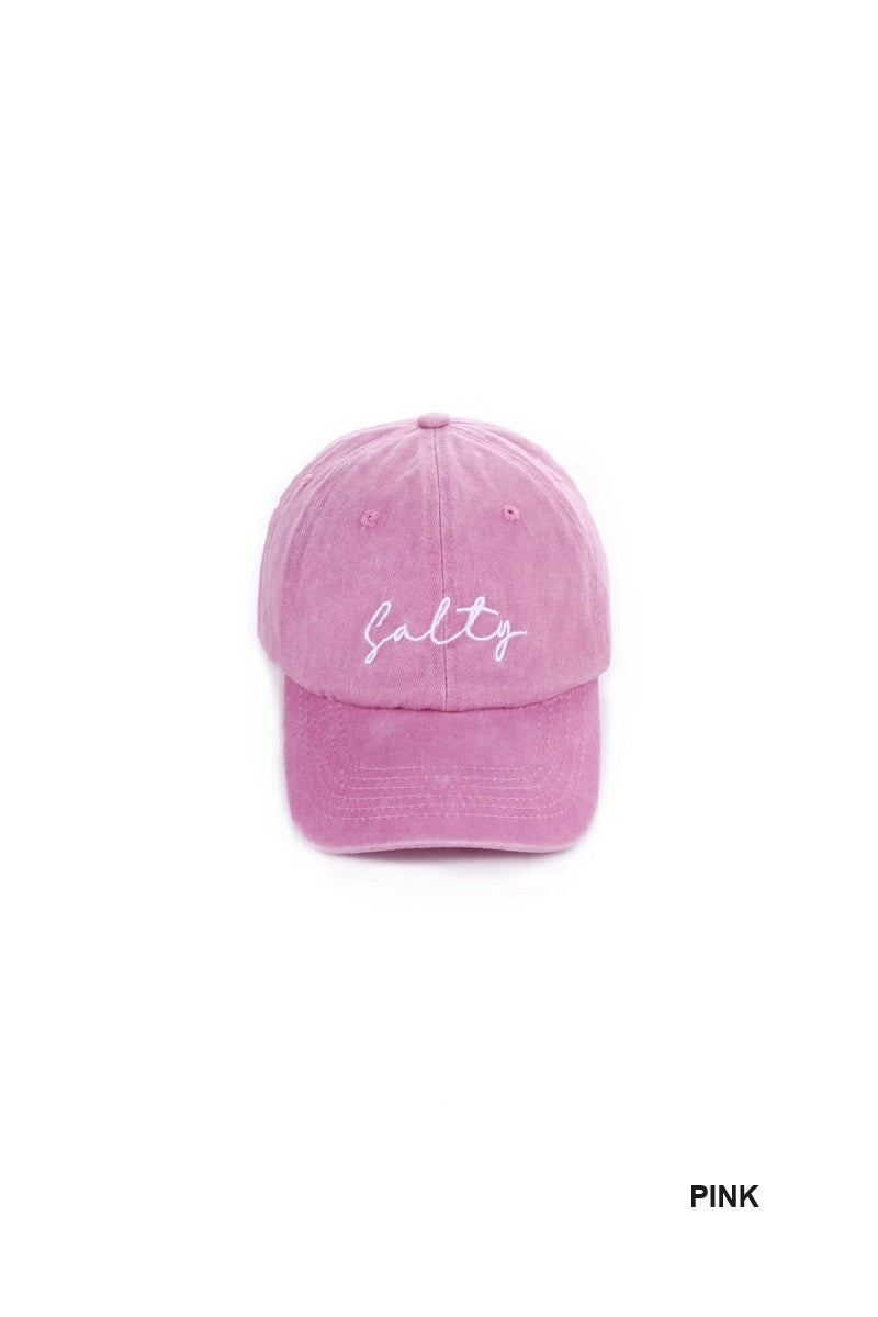 Salty Embroidered Vintage Washed Baseball Cap Hat