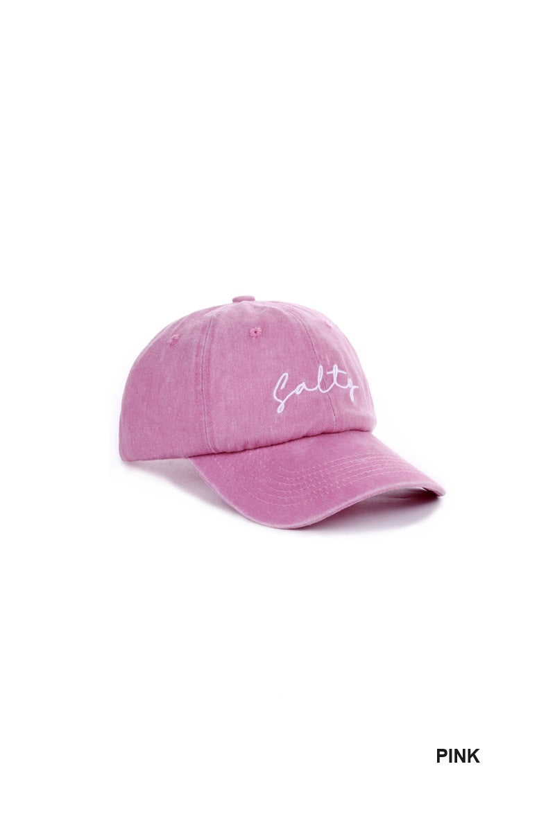 Salty Embroidered Vintage Washed Baseball Cap Hat